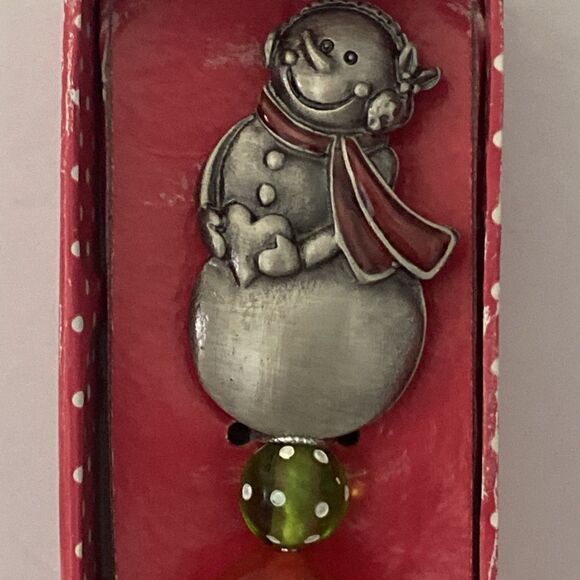 Christmas Happy Snowman Holding Heart Appetizer Spreading Knife Green/Red Decor - Picture 2 of 6